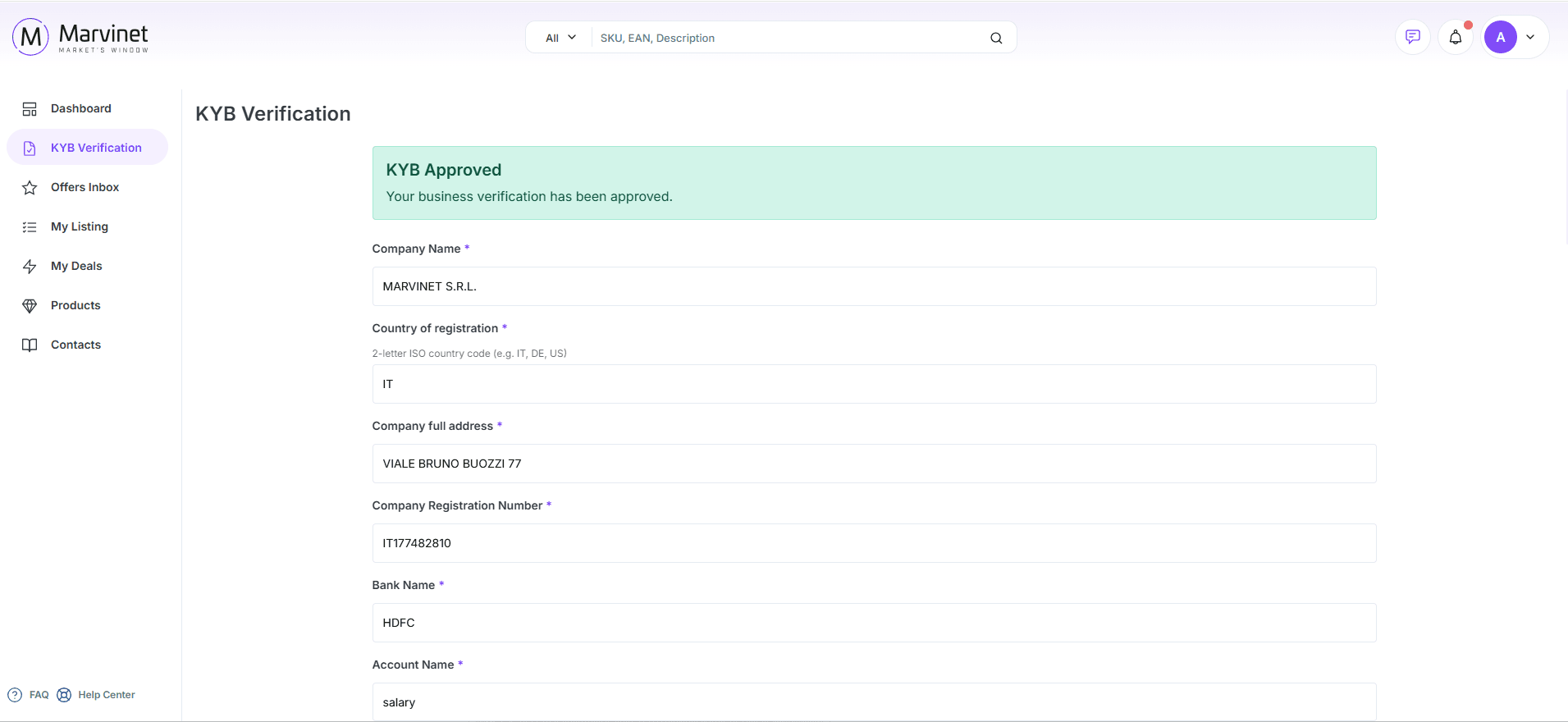 KYB Verification Dashboard preview